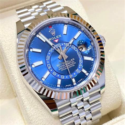 fake rolex sky dweller blue|rolex sky dweller models.